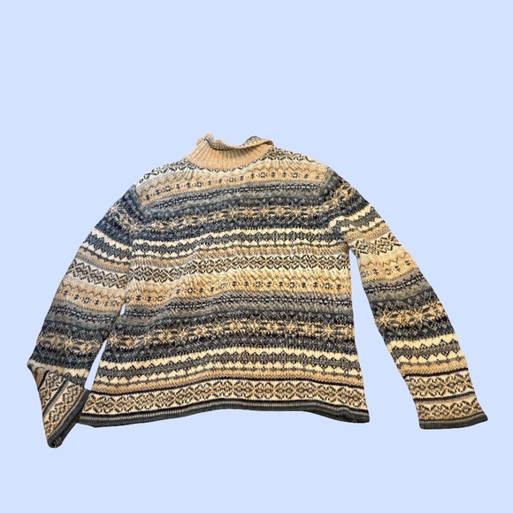 Vintage Christmas Winter Holiday Pattern Zip-Up Sweater - Picture 2 of 3